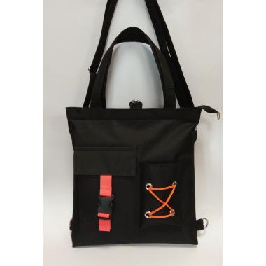 Сумка-рюкзак Smile черный с оранжевым шнурком