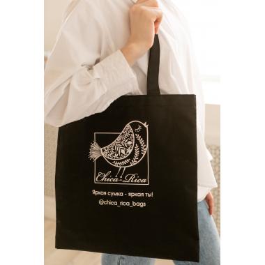   Сумка женская шоппер с логотипом черный 